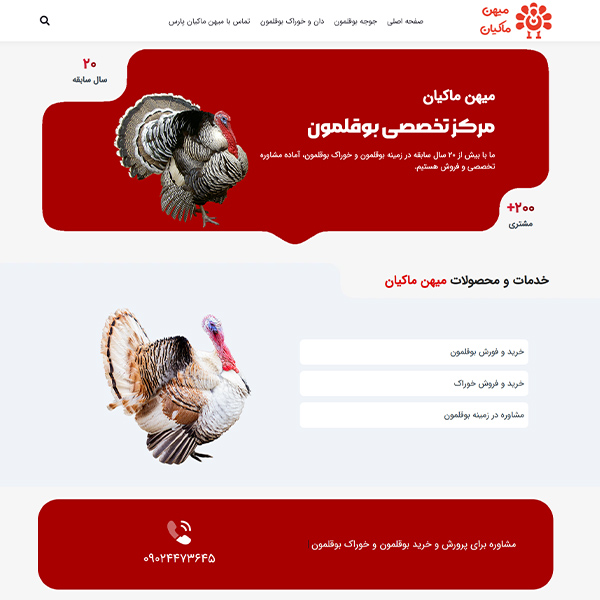 طراحی وبسایت شرکت میهن ماکیان پارس